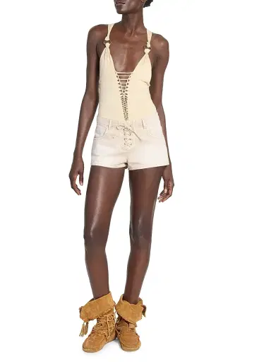 Isabel Marant Women's Delma Denim Shorts - Ecru | Thumbnail 2 Isabel Marant Women's Delma Denim Shorts - Ecru | Thumbnail 2