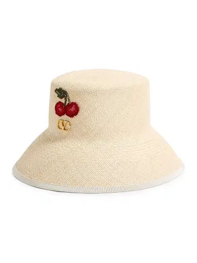 Valentino Garavani Women's VLogo Signature Straw Bucket Hat with Leather Trim - Natural Multicolor | Thumbnail 2 Valentino Garavani Women's VLogo Signature Straw Bucket Hat with Leather Trim - Natural Multicolor | Thumbnail 2