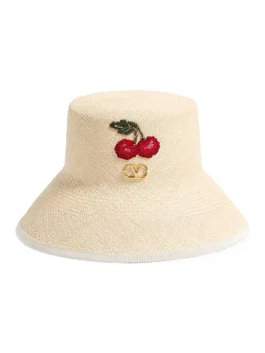Valentino Garavani Women's VLogo Signature Straw Bucket Hat with Leather Trim - Natural Multicolor | Thumbnail 1 Valentino Garavani Women's VLogo Signature Straw Bucket Hat with Leather Trim - Natural Multicolor | Thumbnail 1