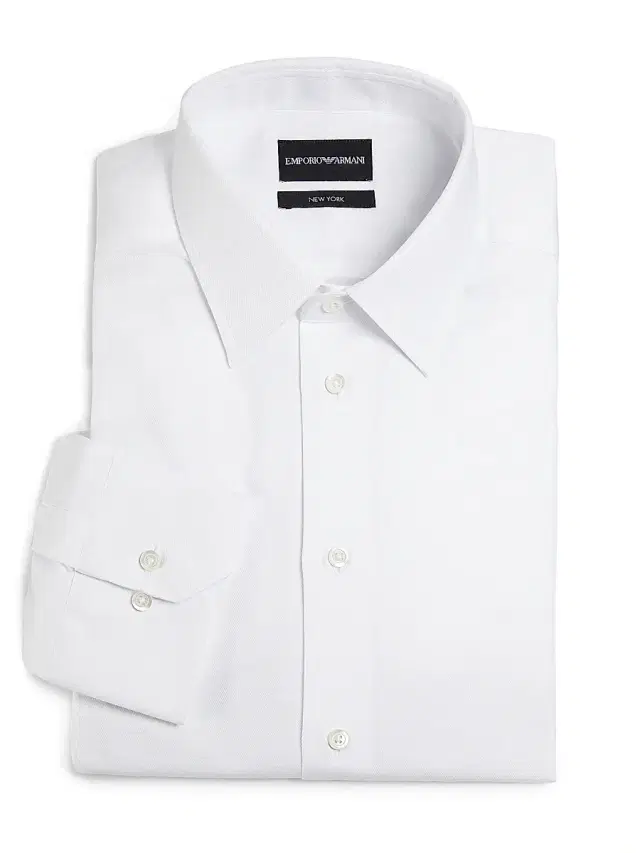 Men's Cotton Button-Front Shirt - White - Size 17 Men's Cotton Button-Front Shirt - White - Size 17