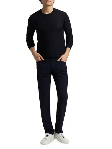 Emporio Armani Men's Tonal Basket-Weave Virgin Wool Sweater - Navy - Size XXL | Thumbnail 2 Emporio Armani Men's Tonal Basket-Weave Virgin Wool Sweater - Navy - Size XXL | Thumbnail 2
