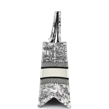 Dior Christian Dior "Paris All Over" Book Tote Medium White and Black Embroidered Canvas | Thumbnail 3 Dior Christian Dior "Paris All Over" Book Tote Medium White and Black Embroidered Canvas | Thumbnail 3