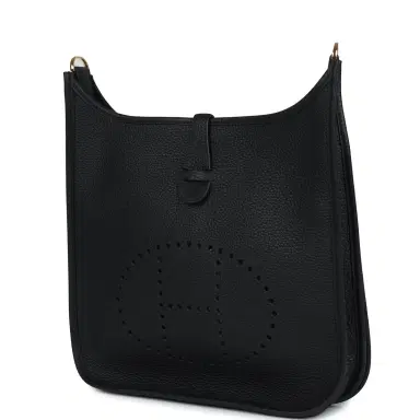 HERMÈS Hermes Evelyne III PM Black Clemence Gold Hardware | Thumbnail 3 HERMÈS Hermes Evelyne III PM Black Clemence Gold Hardware | Thumbnail 3