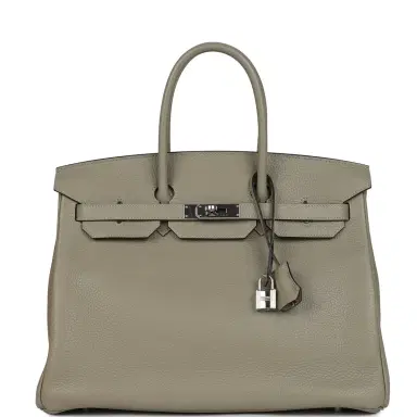 HERMÈS Pre-owned Hermes Birkin 35 Sauge Togo Palladium Hardware | Thumbnail 1 HERMÈS Pre-owned Hermes Birkin 35 Sauge Togo Palladium Hardware | Thumbnail 1