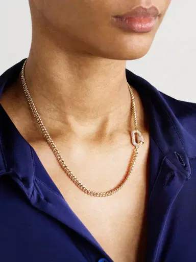 Marla Aaron Allstone Chubby Babylock + Heavy Curb 14-karat Gold Diamond Necklace | Thumbnail 2 Marla Aaron Allstone Chubby Babylock + Heavy Curb 14-karat Gold Diamond Necklace | Thumbnail 2