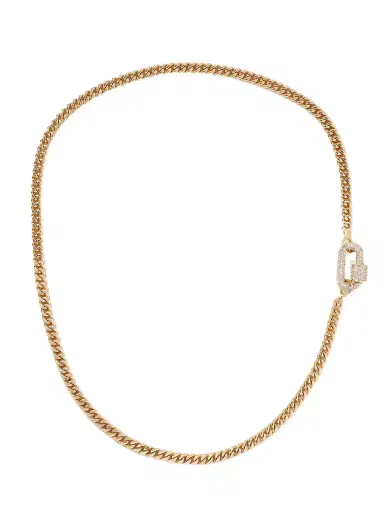 Marla Aaron Allstone Chubby Babylock + Heavy Curb 14-karat Gold Diamond Necklace | Thumbnail 1 Marla Aaron Allstone Chubby Babylock + Heavy Curb 14-karat Gold Diamond Necklace | Thumbnail 1