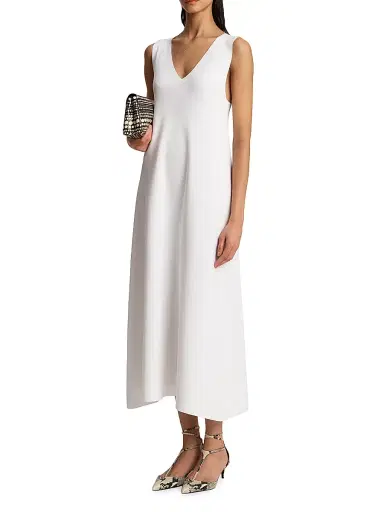 Khaite Women's Keran V-Neck Midi-Dress - Glaze | Thumbnail 2 Khaite Women's Keran V-Neck Midi-Dress - Glaze | Thumbnail 2