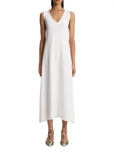 Khaite Women's Keran V-Neck Midi-Dress - Glaze | Thumbnail 1 Khaite Women's Keran V-Neck Midi-Dress - Glaze | Thumbnail 1