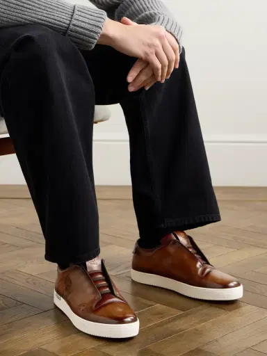 Berluti Playtime Scritto Venezia Leather Slip-On Sneakers - Men | Thumbnail 2 Berluti Playtime Scritto Venezia Leather Slip-On Sneakers - Men | Thumbnail 2