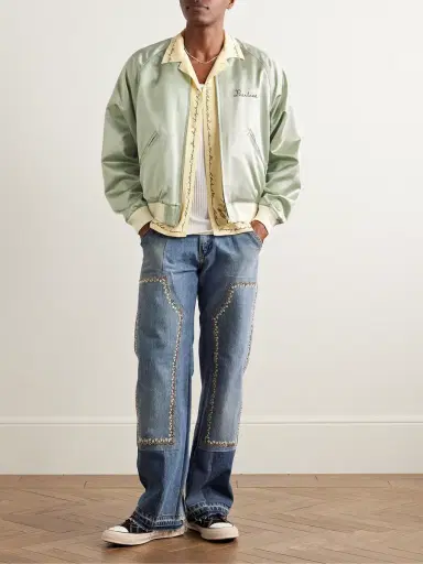 Visvim Reversible Embroidered Silk-Satin and Cotton Bomber Jacket - Men | Thumbnail 2 Visvim Reversible Embroidered Silk-Satin and Cotton Bomber Jacket - Men | Thumbnail 2