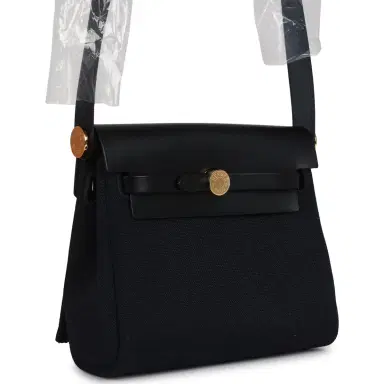 HERMÈS Hermes Herbag Zip 20 Mini Black Toile Militaire Canvas and Black Vache Hunter Gold Hardware | Thumbnail 2 HERMÈS Hermes Herbag Zip 20 Mini Black Toile Militaire Canvas and Black Vache Hunter Gold Hardware | Thumbnail 2