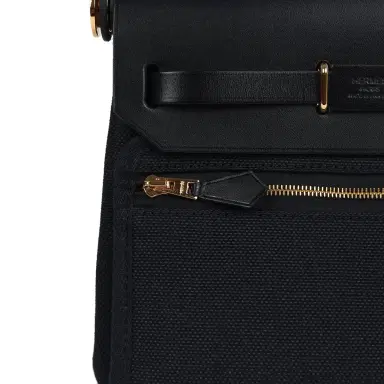 HERMÈS Hermes Herbag Zip 20 Mini Black Toile Militaire Canvas and Black Vache Hunter Gold Hardware | Thumbnail 7 HERMÈS Hermes Herbag Zip 20 Mini Black Toile Militaire Canvas and Black Vache Hunter Gold Hardware | Thumbnail 7