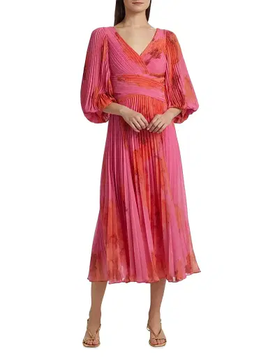 Teri Jon by Rickie Freeman Women's Floral Pleated Chiffon Cocktail Dress - Pink Multi - Size 18 | Thumbnail 2 Teri Jon by Rickie Freeman Women's Floral Pleated Chiffon Cocktail Dress - Pink Multi - Size 18 | Thumbnail 2