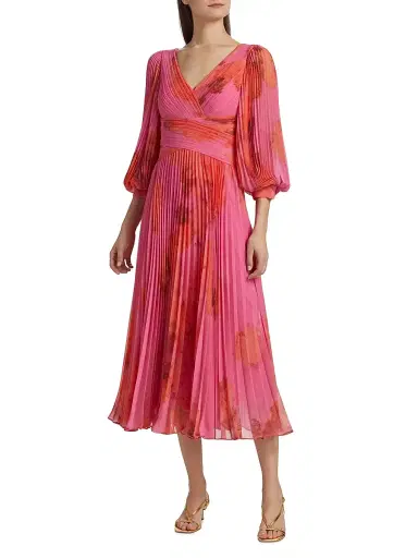 Teri Jon by Rickie Freeman Women's Floral Pleated Chiffon Cocktail Dress - Pink Multi - Size 18 | Thumbnail 3 Teri Jon by Rickie Freeman Women's Floral Pleated Chiffon Cocktail Dress - Pink Multi - Size 18 | Thumbnail 3