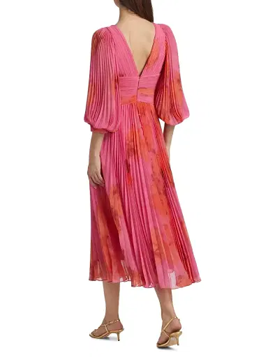 Teri Jon by Rickie Freeman Women's Floral Pleated Chiffon Cocktail Dress - Pink Multi - Size 18 | Thumbnail 5 Teri Jon by Rickie Freeman Women's Floral Pleated Chiffon Cocktail Dress - Pink Multi - Size 18 | Thumbnail 5