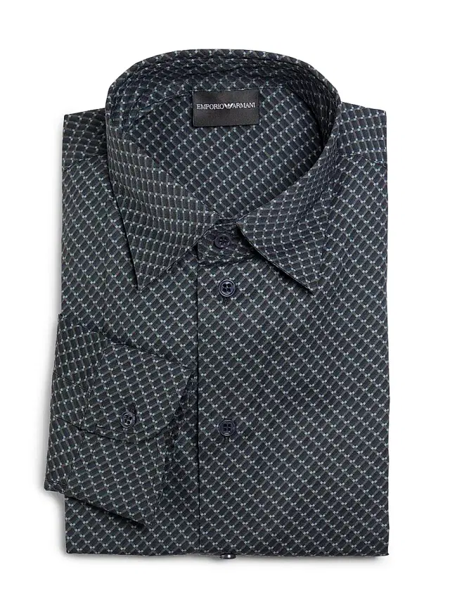 Men's Printed Poplin Shirt - Navy Men's Printed Poplin Shirt - Navy