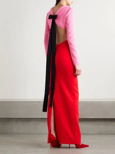 Carolina Herrera Cutout Bow-embellished Two-tone Crepe Gown | Thumbnail 3 Carolina Herrera Cutout Bow-embellished Two-tone Crepe Gown | Thumbnail 3