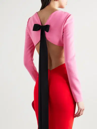 Carolina Herrera Cutout Bow-embellished Two-tone Crepe Gown | Thumbnail 6 Carolina Herrera Cutout Bow-embellished Two-tone Crepe Gown | Thumbnail 6