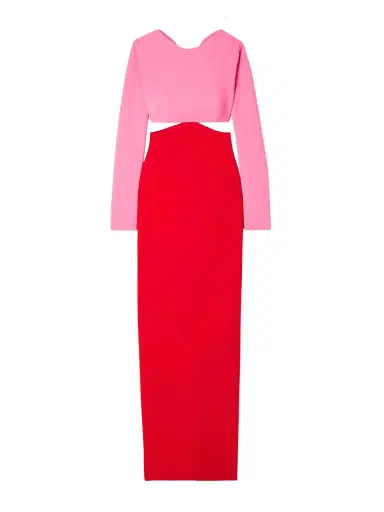 Carolina Herrera Cutout Bow-embellished Two-tone Crepe Gown | Thumbnail 1 Carolina Herrera Cutout Bow-embellished Two-tone Crepe Gown | Thumbnail 1