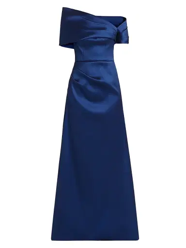 Teri Jon by Rickie Freeman Women's Asymmetrical Stretch Mikado Off-The-Shoulder Gown | Thumbnail 1 Teri Jon by Rickie Freeman Women's Asymmetrical Stretch Mikado Off-The-Shoulder Gown | Thumbnail 1