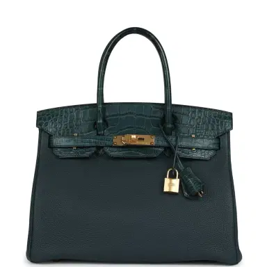 HERMÈS Hermes Birkin 30 Vert Cypress Togo and Matte Alligator Touch Gold Hardware | Thumbnail 1 HERMÈS Hermes Birkin 30 Vert Cypress Togo and Matte Alligator Touch Gold Hardware | Thumbnail 1