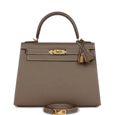 HERMÈS Hermes Kelly Sellier 28 Etoupe Epsom Gold Hardware | Thumbnail 1 HERMÈS Hermes Kelly Sellier 28 Etoupe Epsom Gold Hardware | Thumbnail 1