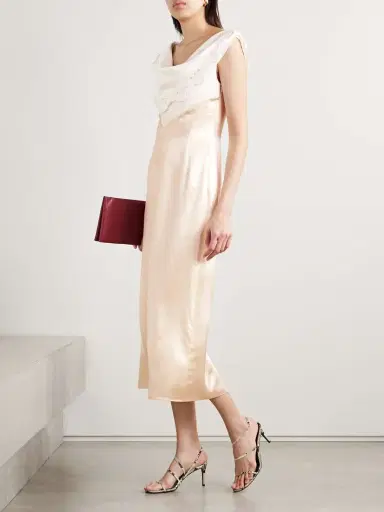 Altuzarra Fragolina Draped Broderie Anglaise-paneled Silk-satin Midi Dress | Thumbnail 2 Altuzarra Fragolina Draped Broderie Anglaise-paneled Silk-satin Midi Dress | Thumbnail 2