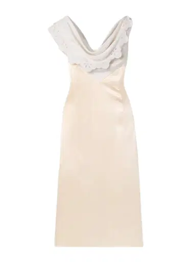 Altuzarra Fragolina Draped Broderie Anglaise-paneled Silk-satin Midi Dress | Thumbnail 1 Altuzarra Fragolina Draped Broderie Anglaise-paneled Silk-satin Midi Dress | Thumbnail 1