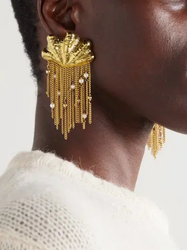 Chloé Shells Fringed Gold-tone Faux Pearl Clip Earrings | Thumbnail 2 Chloé Shells Fringed Gold-tone Faux Pearl Clip Earrings | Thumbnail 2