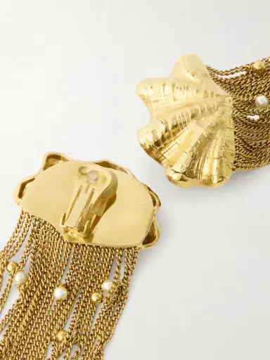 Chloé Shells Fringed Gold-tone Faux Pearl Clip Earrings | Thumbnail 3 Chloé Shells Fringed Gold-tone Faux Pearl Clip Earrings | Thumbnail 3