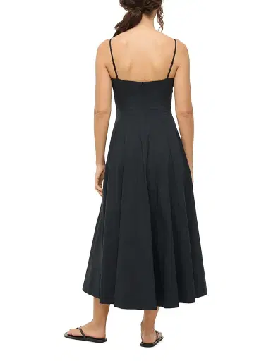 Staud Women's Wylie Cotton A-Line Midi-Dress - Black - Size 12 | Thumbnail 4 Staud Women's Wylie Cotton A-Line Midi-Dress - Black - Size 12 | Thumbnail 4