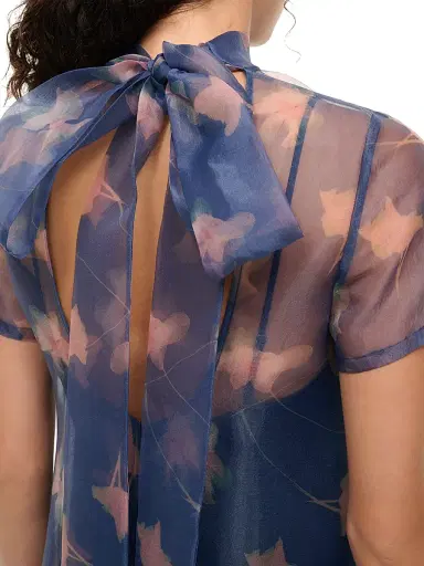 Staud Women's Calluna Ruffled Sheer Floral Organza Gown - Lapis Floral - Size Medium | Thumbnail 4 Staud Women's Calluna Ruffled Sheer Floral Organza Gown - Lapis Floral - Size Medium | Thumbnail 4