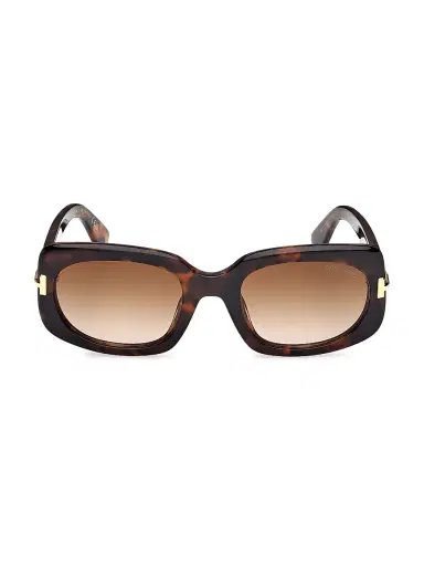 Tom Ford Women's ICON 54MM Rectangle Sunglasses - Dark Havana Brown | Thumbnail 2 Tom Ford Women's ICON 54MM Rectangle Sunglasses - Dark Havana Brown | Thumbnail 2