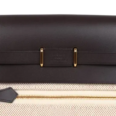 HERMÈS Hermes Herbag Zip 20 Mini Ecru and Beige Toile H Canvas and Ebene Vache Hunter Gold Hardware | Thumbnail 6 HERMÈS Hermes Herbag Zip 20 Mini Ecru and Beige Toile H Canvas and Ebene Vache Hunter Gold Hardware | Thumbnail 6