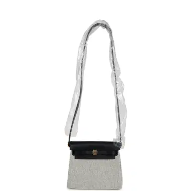 HERMÈS Hermes Herbag Zip 20 Mini Ecru and Black Toile H Canvas and Black Vache Hunter Gold Hardware | Thumbnail 8 HERMÈS Hermes Herbag Zip 20 Mini Ecru and Black Toile H Canvas and Black Vache Hunter Gold Hardware | Thumbnail 8