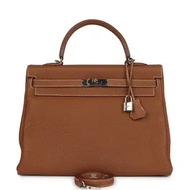 HERMÈS Pre-owned Hermes Kelly Retourne 35 Gold Togo Palladium Hardware | Thumbnail 1 HERMÈS Pre-owned Hermes Kelly Retourne 35 Gold Togo Palladium Hardware | Thumbnail 1