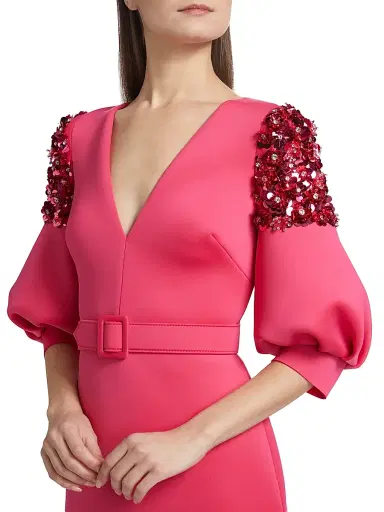 Badgley Mischka Women's Belted Scuba Cocktail Dress - Rose | Thumbnail 6 Badgley Mischka Women's Belted Scuba Cocktail Dress - Rose | Thumbnail 6