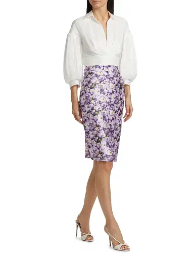 Badgley Mischka Women's Pieced Knee-Length Cocktail Dress - Lilac Multi | Thumbnail 2 Badgley Mischka Women's Pieced Knee-Length Cocktail Dress - Lilac Multi | Thumbnail 2
