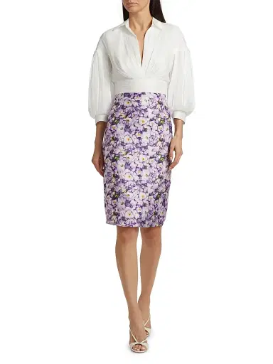 Badgley Mischka Women's Pieced Knee-Length Cocktail Dress - Lilac Multi | Thumbnail 3 Badgley Mischka Women's Pieced Knee-Length Cocktail Dress - Lilac Multi | Thumbnail 3