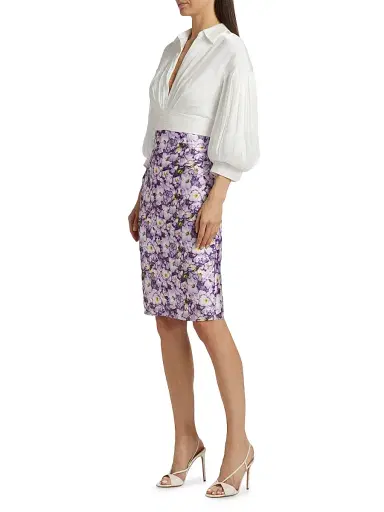 Badgley Mischka Women's Pieced Knee-Length Cocktail Dress - Lilac Multi | Thumbnail 4 Badgley Mischka Women's Pieced Knee-Length Cocktail Dress - Lilac Multi | Thumbnail 4