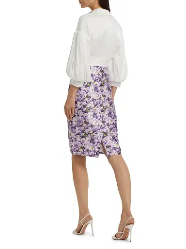 Badgley Mischka Women's Pieced Knee-Length Cocktail Dress - Lilac Multi | Thumbnail 5 Badgley Mischka Women's Pieced Knee-Length Cocktail Dress - Lilac Multi | Thumbnail 5