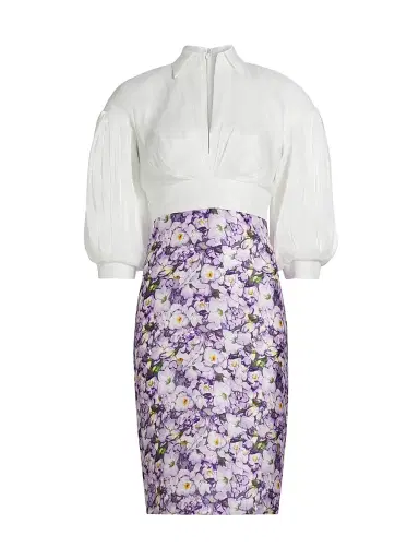 Badgley Mischka Women's Pieced Knee-Length Cocktail Dress - Lilac Multi | Thumbnail 1 Badgley Mischka Women's Pieced Knee-Length Cocktail Dress - Lilac Multi | Thumbnail 1