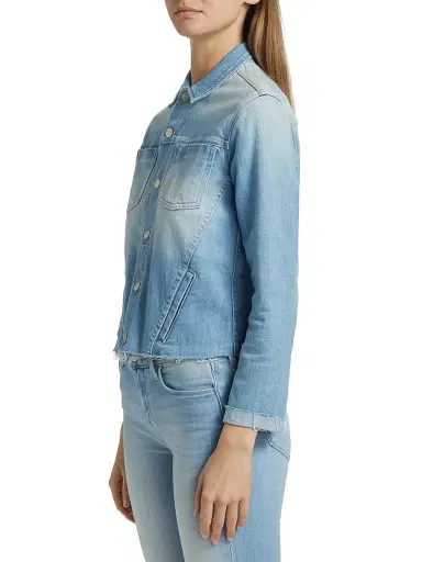 L'AGENCE Women's Janelle Slim-Fit Raw-Edge Denim Jacket - Essex | Thumbnail 4 L'AGENCE Women's Janelle Slim-Fit Raw-Edge Denim Jacket - Essex | Thumbnail 4