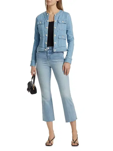 L'Agence Women's Yari Stretch Denim Collarless Jacket | Thumbnail 2 L'Agence Women's Yari Stretch Denim Collarless Jacket | Thumbnail 2