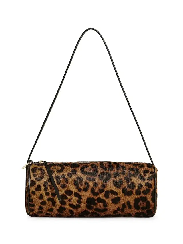 Women's Simona Leopard Calf Hair Cylinder Shoulder Bag - Leopard Women's Simona Leopard Calf Hair Cylinder Shoulder Bag - Leopard