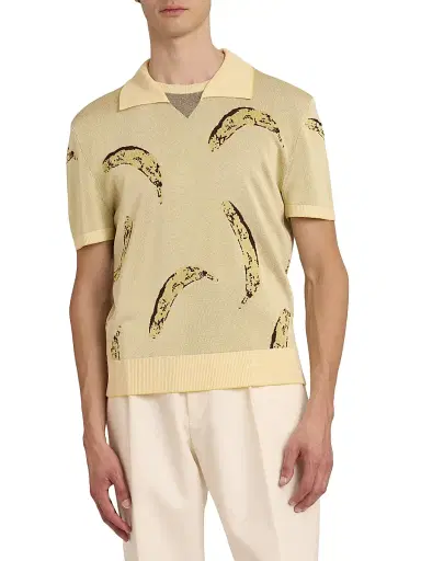 Jacquemus Men's Marino Banana Knit Polo - Banana Jacquard Yellow | Thumbnail 3 Jacquemus Men's Marino Banana Knit Polo - Banana Jacquard Yellow | Thumbnail 3