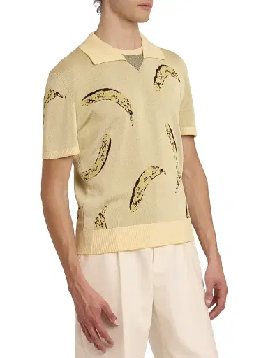 Jacquemus Men's Marino Banana Knit Polo - Banana Jacquard Yellow | Thumbnail 4 Jacquemus Men's Marino Banana Knit Polo - Banana Jacquard Yellow | Thumbnail 4