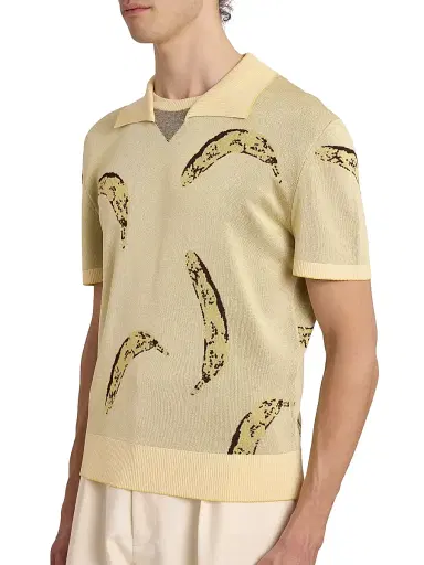 Jacquemus Men's Marino Banana Knit Polo - Banana Jacquard Yellow | Thumbnail 6 Jacquemus Men's Marino Banana Knit Polo - Banana Jacquard Yellow | Thumbnail 6