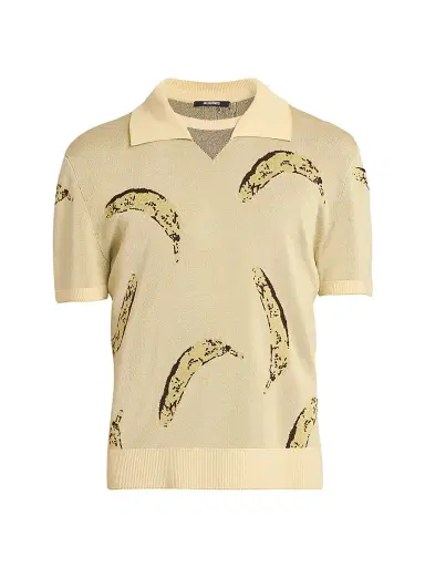 Jacquemus Men's Marino Banana Knit Polo - Banana Jacquard Yellow | Thumbnail 1 Jacquemus Men's Marino Banana Knit Polo - Banana Jacquard Yellow | Thumbnail 1