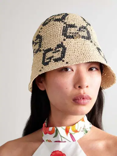Gucci Embellished traw Bucket Hat | Thumbnail 2 Gucci Embellished traw Bucket Hat | Thumbnail 2